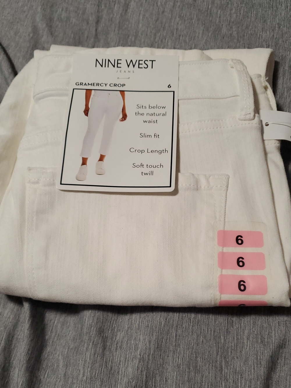 Nine West White Gramercy Crop Slim Jeans